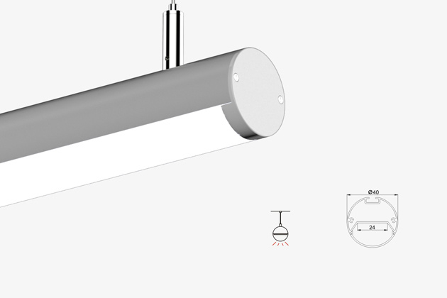 (image for) 0.5 meter 19.7\" Aluminum LED Suspended Tube Light LED Profile Diameter 40mm suit 24mm Flexible led strip light